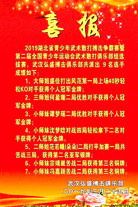 2019湖北省青少年武术散打搏击争霸赛，成绩傲人！